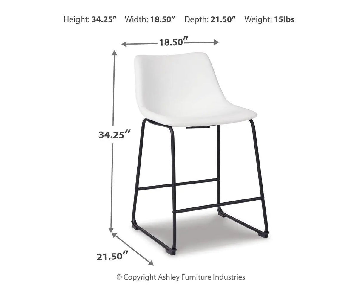 Centiar Upholstered Barstool | Set Of 2 | Contoured Bucket Seat | Tubular Metal Base