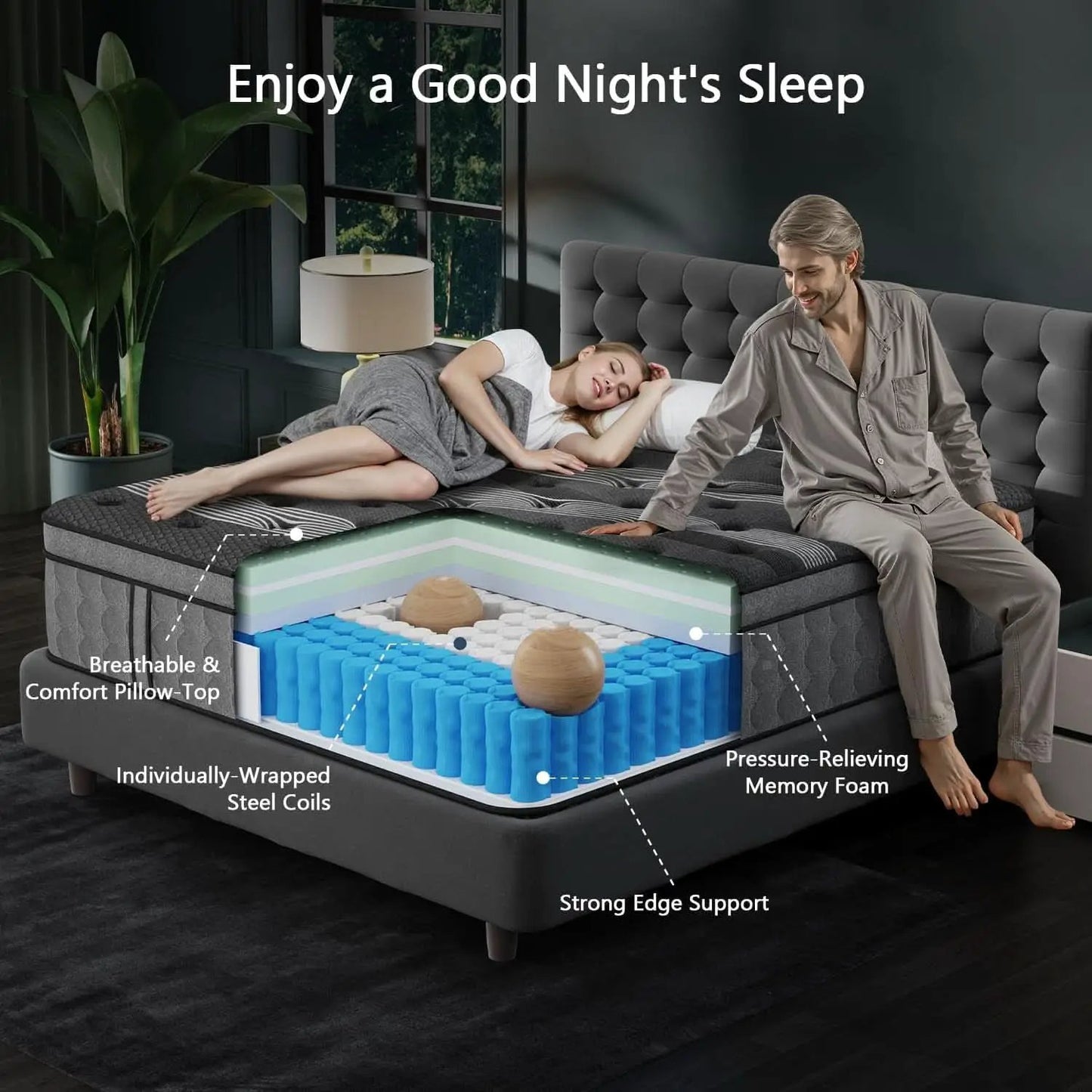 Queen Memory Foam Hybrid Mattress Cooling Gel Layer from PriceLows™