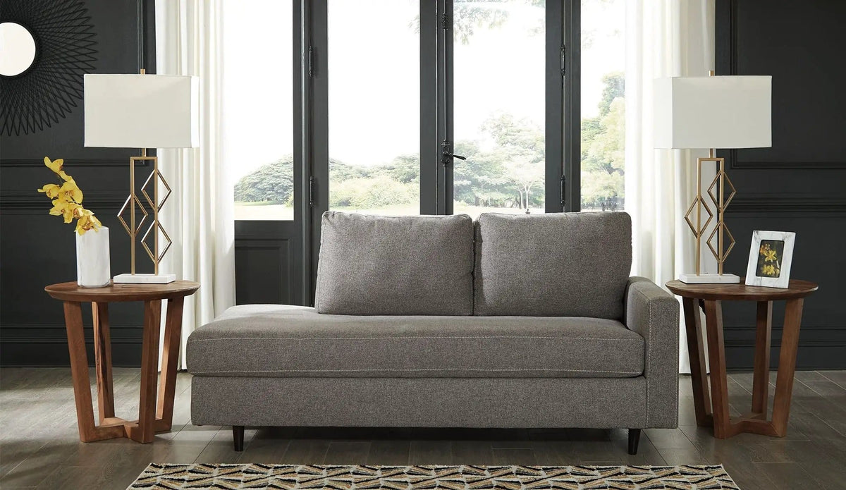 Lyman RAF Corner Chaise | 75 x 37 x 35 in | Wood & Granite | Graphite