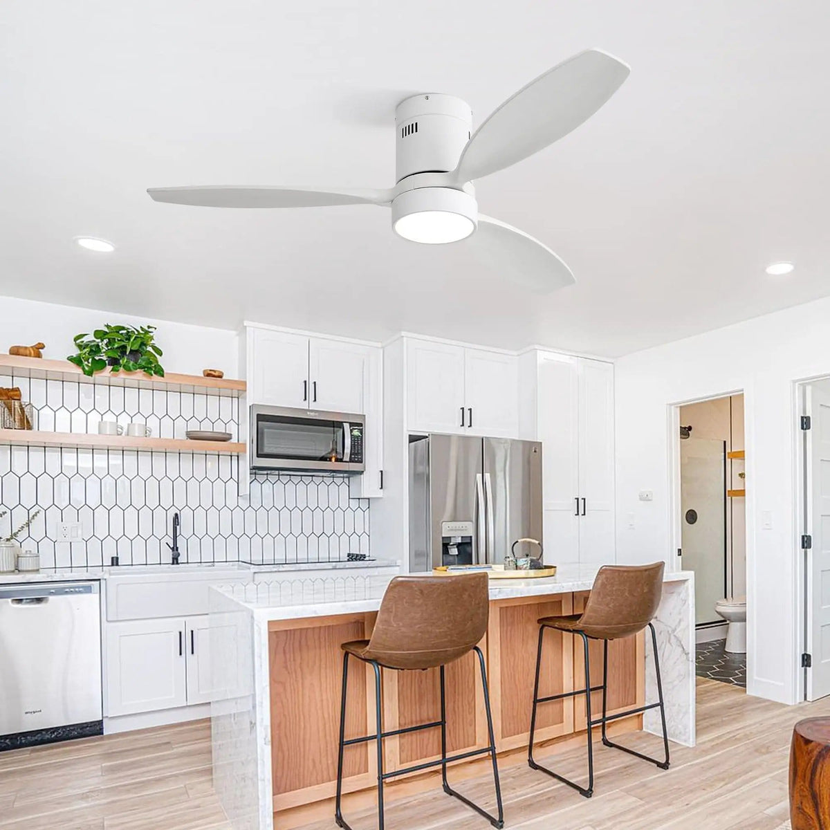 Ceiling Fan | 52 Inch Flush Mount | Reversible DC Motor | Remote LED Light