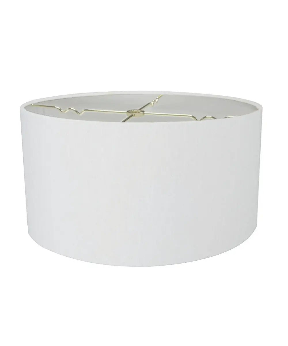 Shallow Drum Lampshade | White Linen | Hardback Frame | 16 X 9 Inches