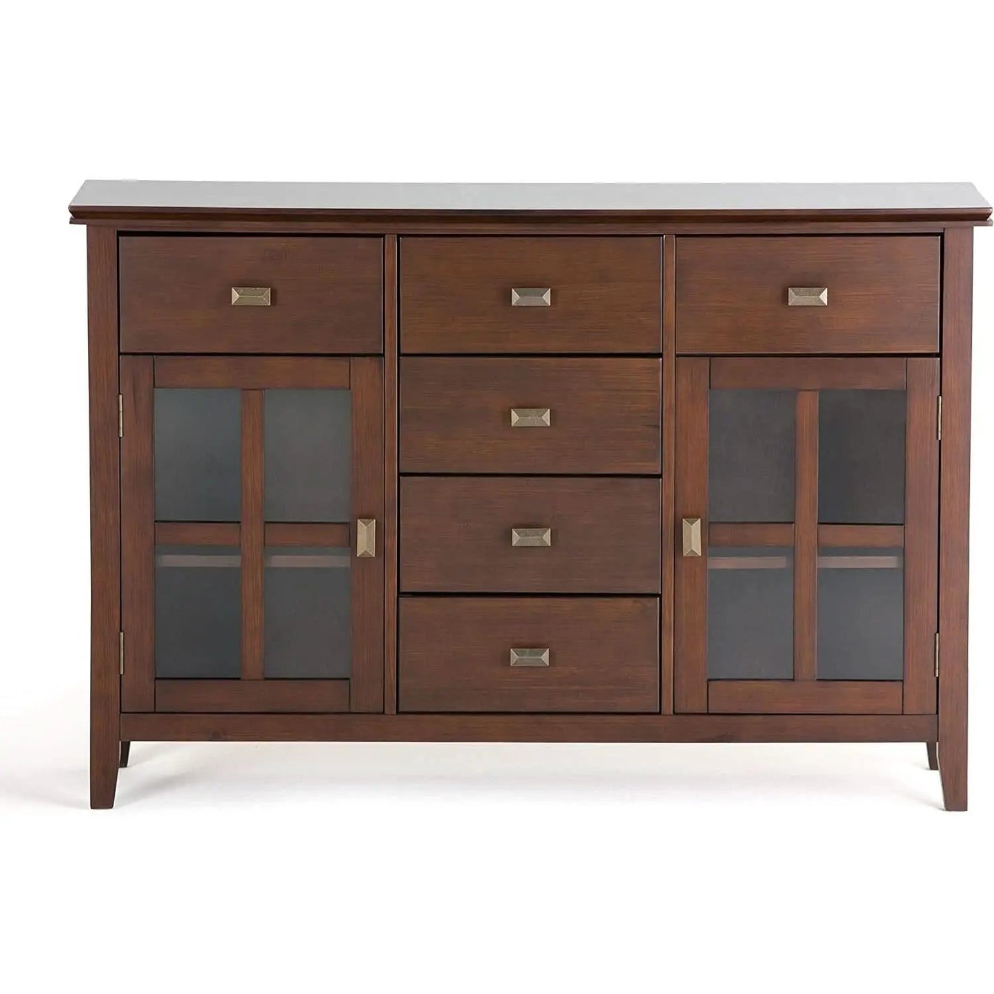 Pine Wood Sideboard Buffet Russet Brown Adjustable Shelves from PriceLows™