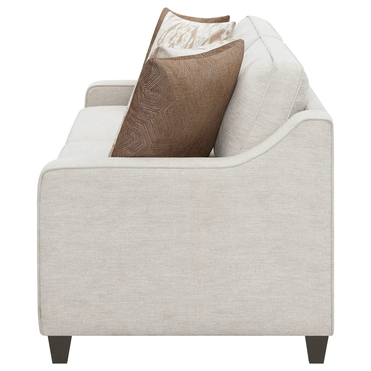 Christine Upholstered Sloped Arm Sofa | 79.75 x 36.25 x 36.25 in | Chenille & Copper | Beige
