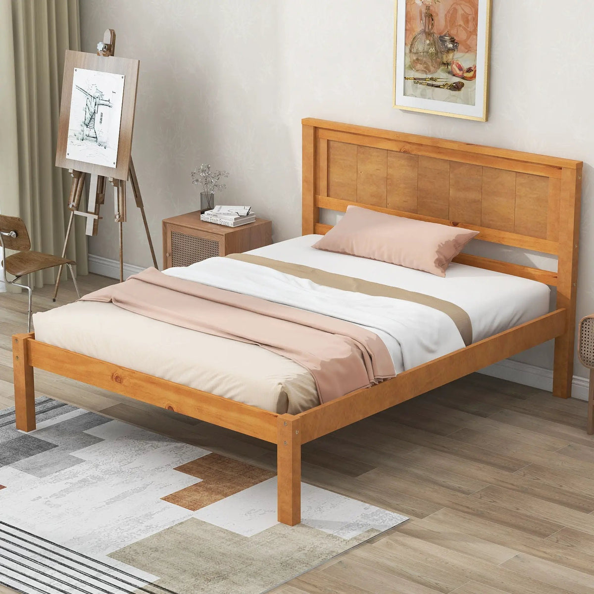 Platform Bed Frame With Headboard | Espresso Finish | Durable Pine Wood