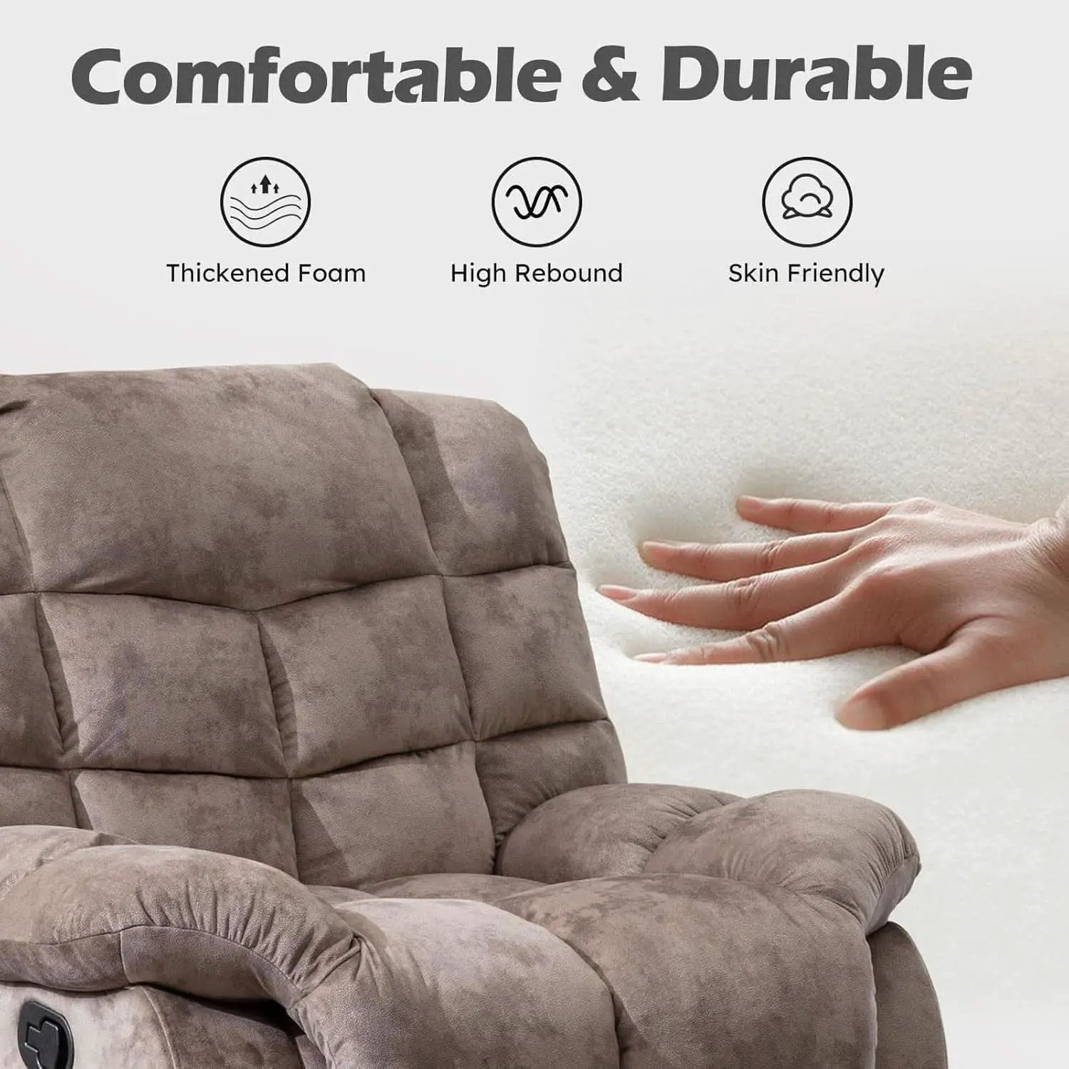 Manual Recliner Sofa Set Memory Foam Cushions Brown from PriceLows™