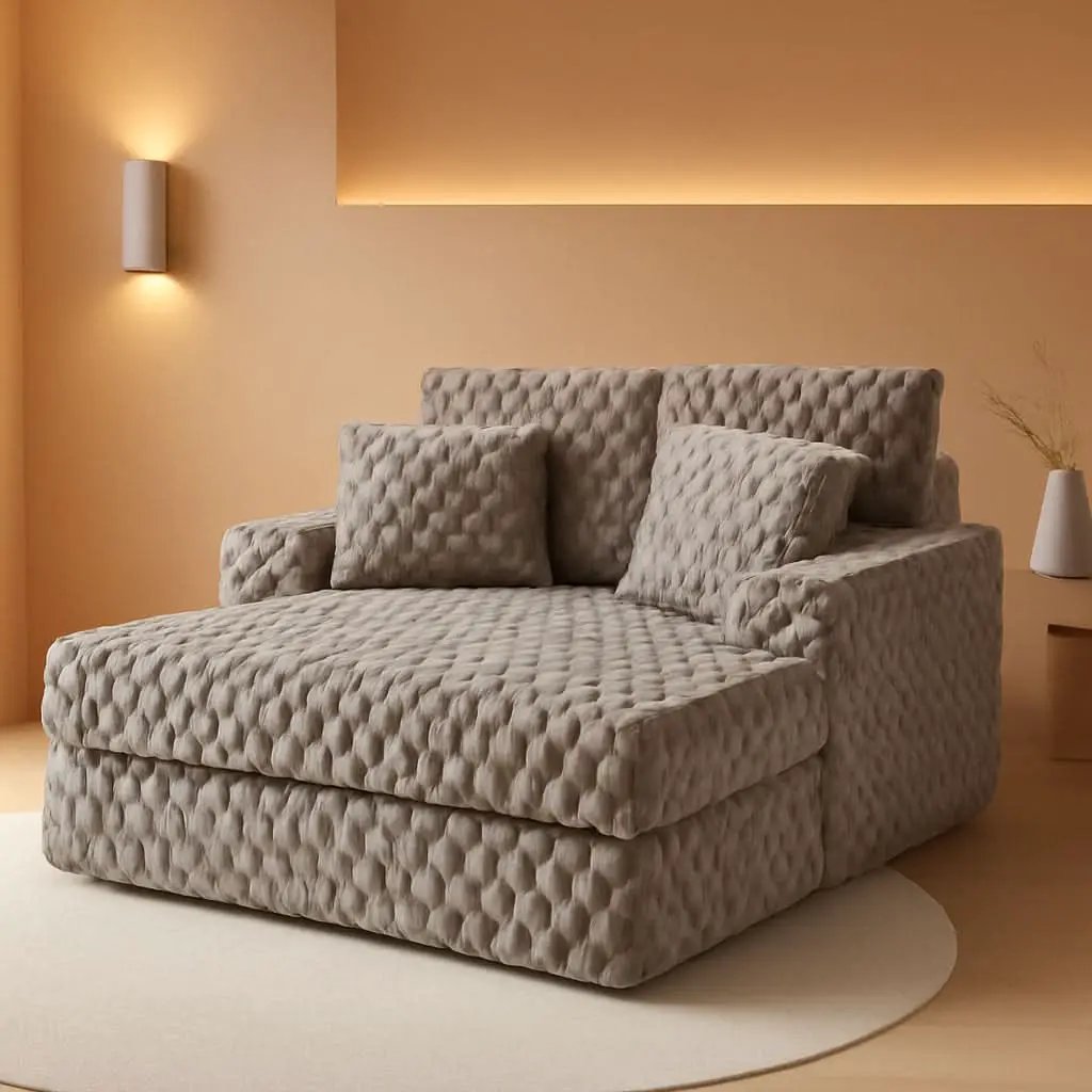 Brown Plush Sleeper Chair 53Inch Chaise Lounge With Pillows from PriceLows™