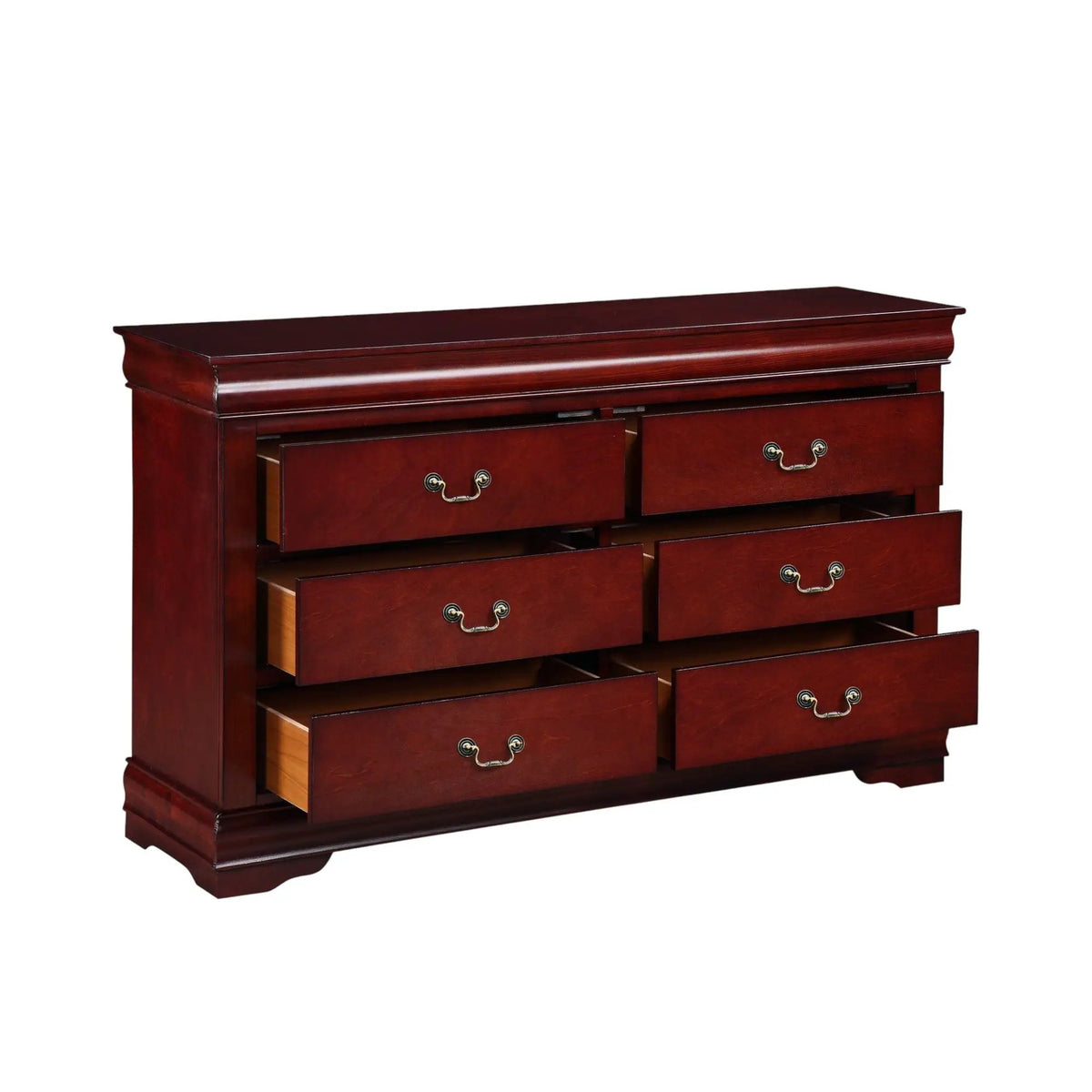 Louis Philippe Bedroom Dresser | Six Drawers | Sleek Design | 57 Inch Width