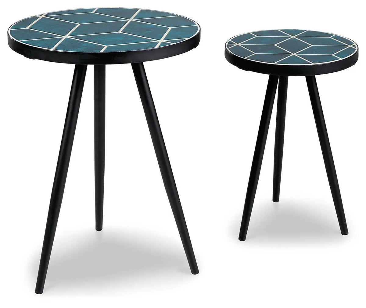 Clairbelle Accent Tables | Set Of 2 | Teal | Nesting Design