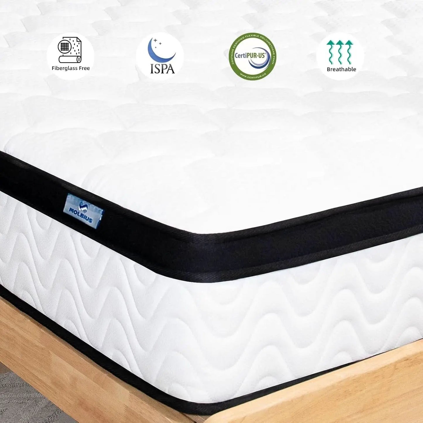 Full Size 10 Inch Hybrid Mattress Fiberglass Free Breathable from PriceLows™