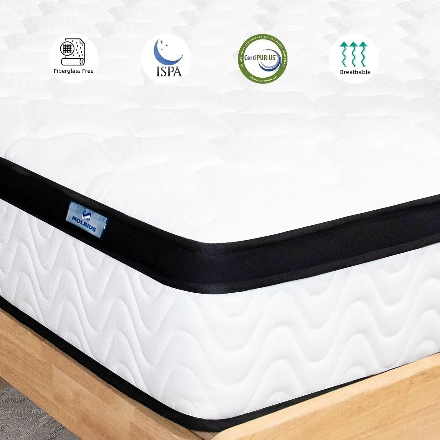 Full Size 10 Inch Hybrid Mattress Fiberglass Free Breathable from PriceLows™