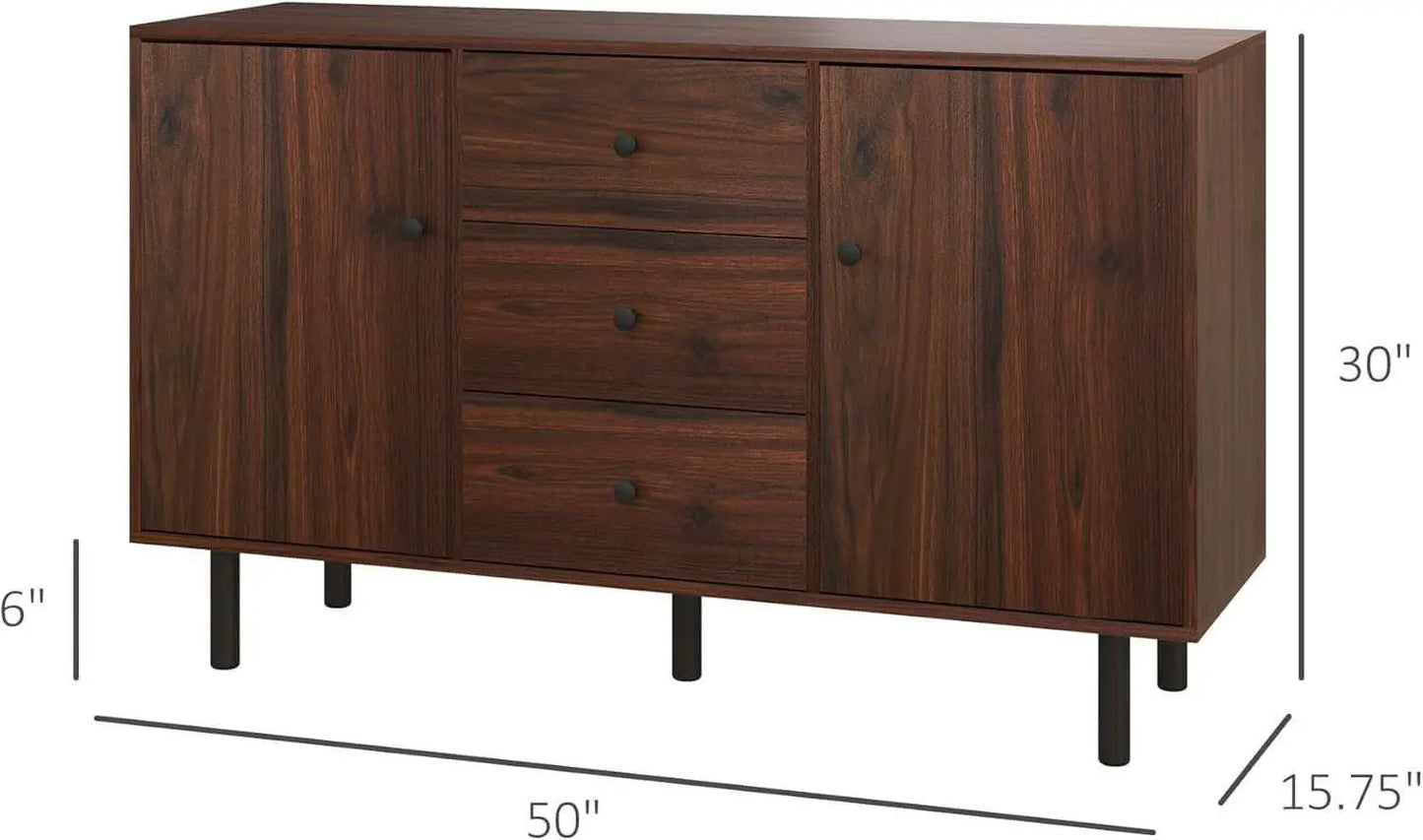 Rustic Brown Sideboard Buffet Cabinet With Three Drawers from PriceLows™