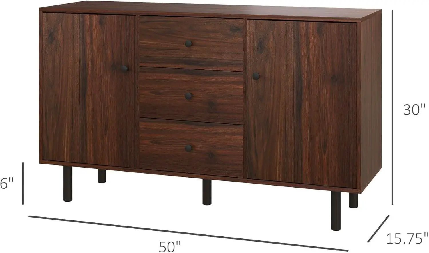 Rustic Brown Sideboard Buffet Cabinet With Three Drawers from PriceLows™