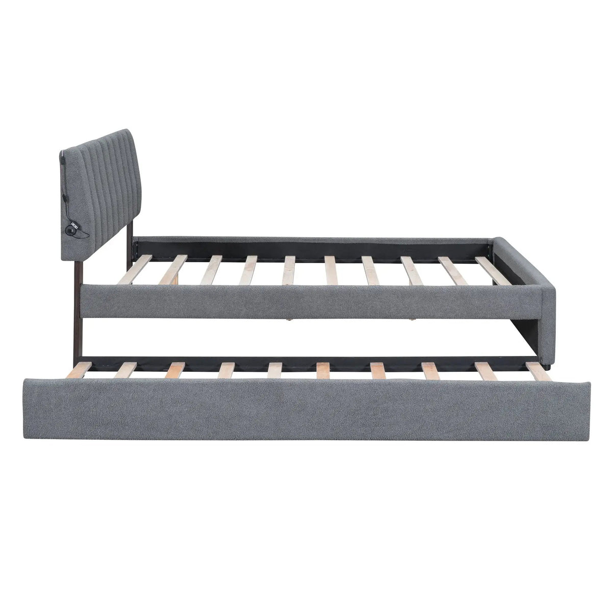 Upholstered Platform Bed | Trundle Included | Comfortable Design | 76 Inch Length