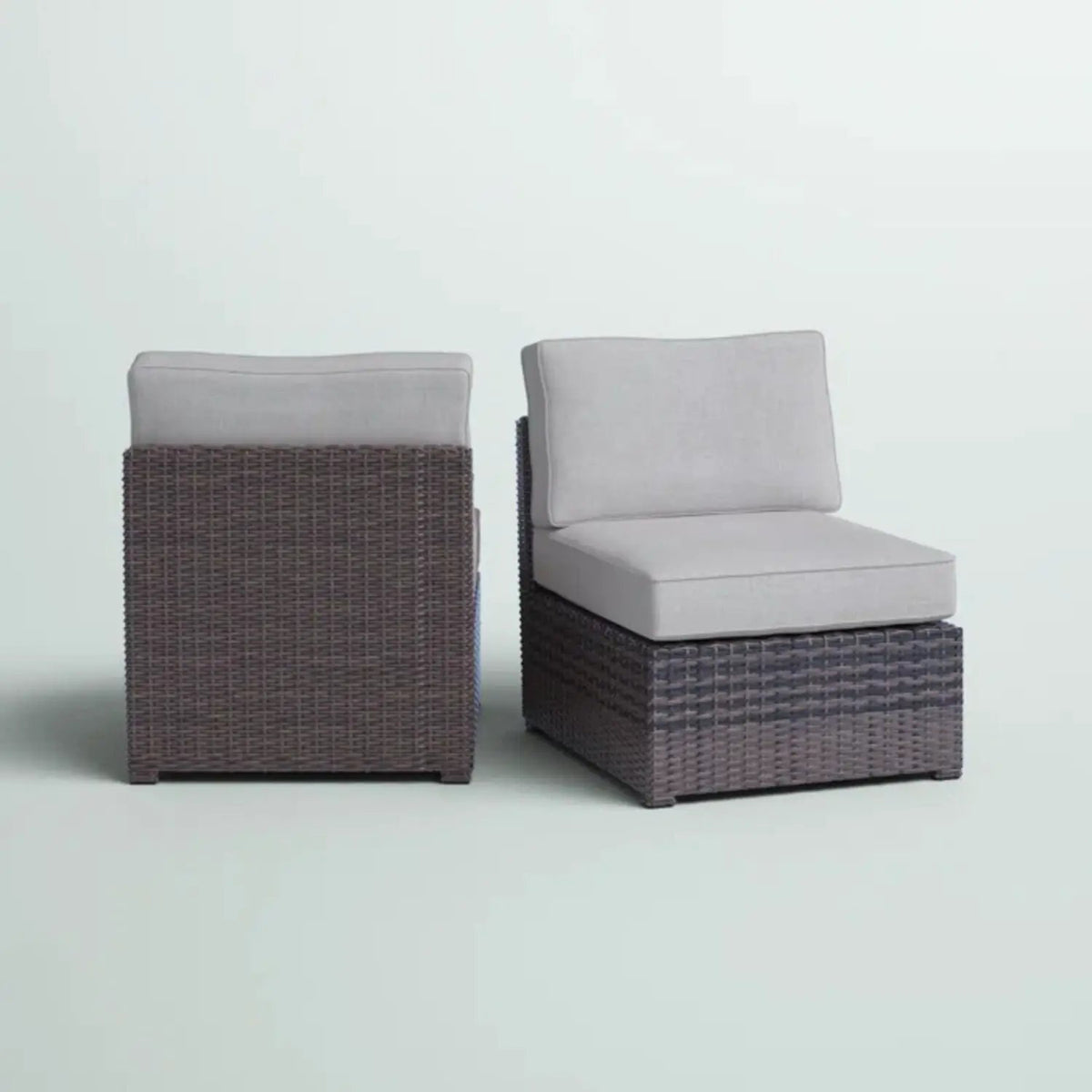 Armless Patio Chair | Cushions Included | Aluminum Inner Frame | Woven Wicker Base