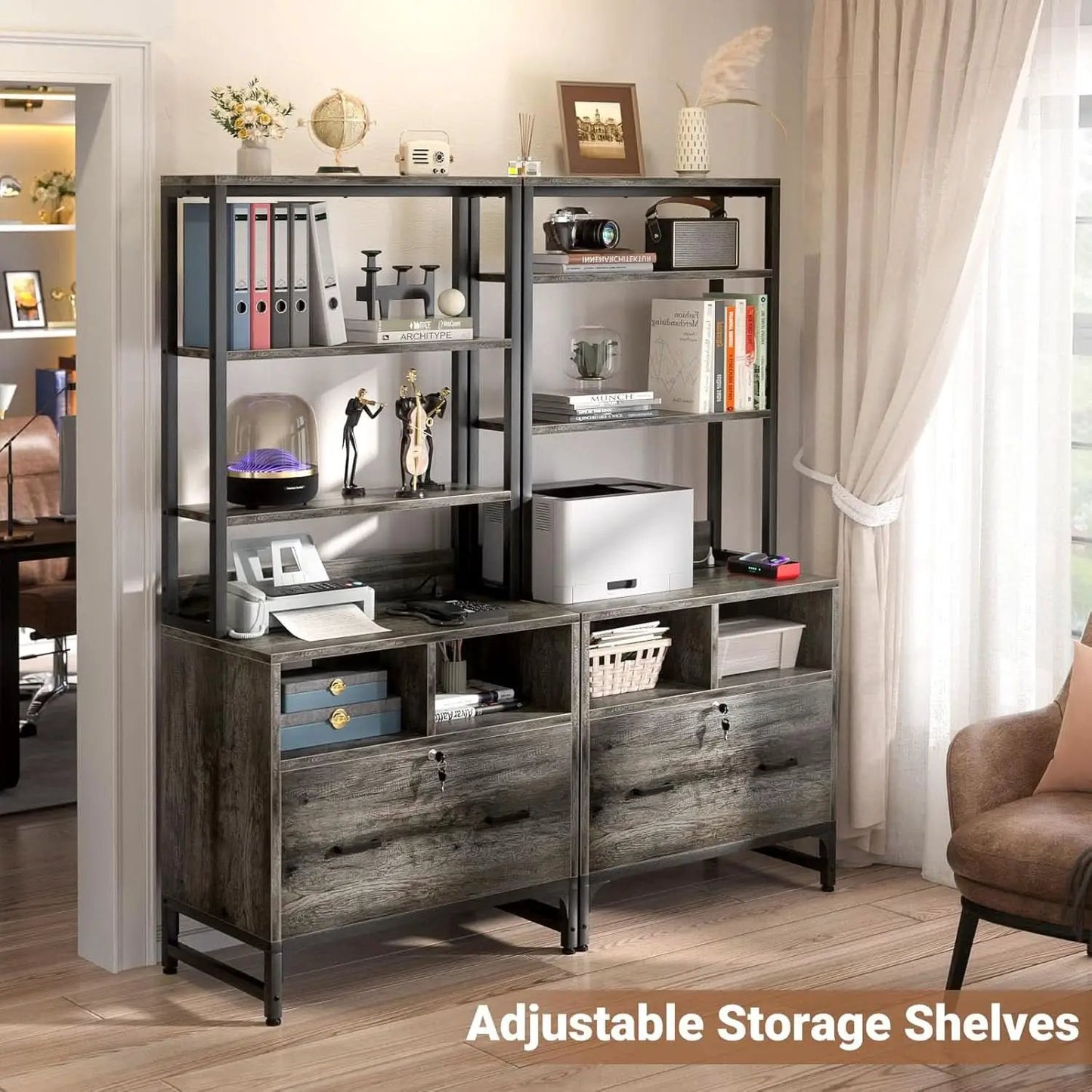 Grey File Cabinet With Charging Station And Locking Drawer from PriceLows™