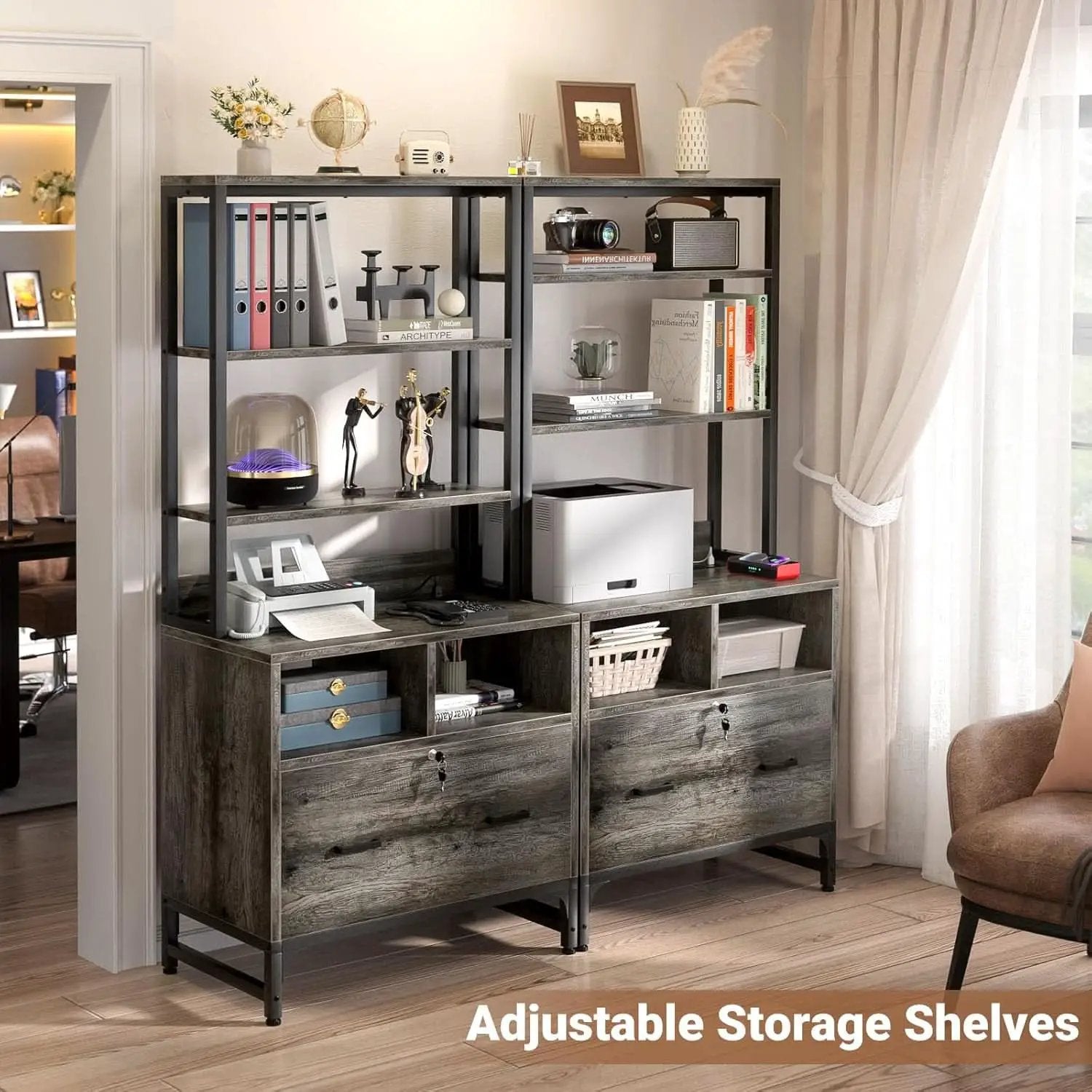 Grey File Cabinet With Charging Station And Locking Drawer from PriceLows™