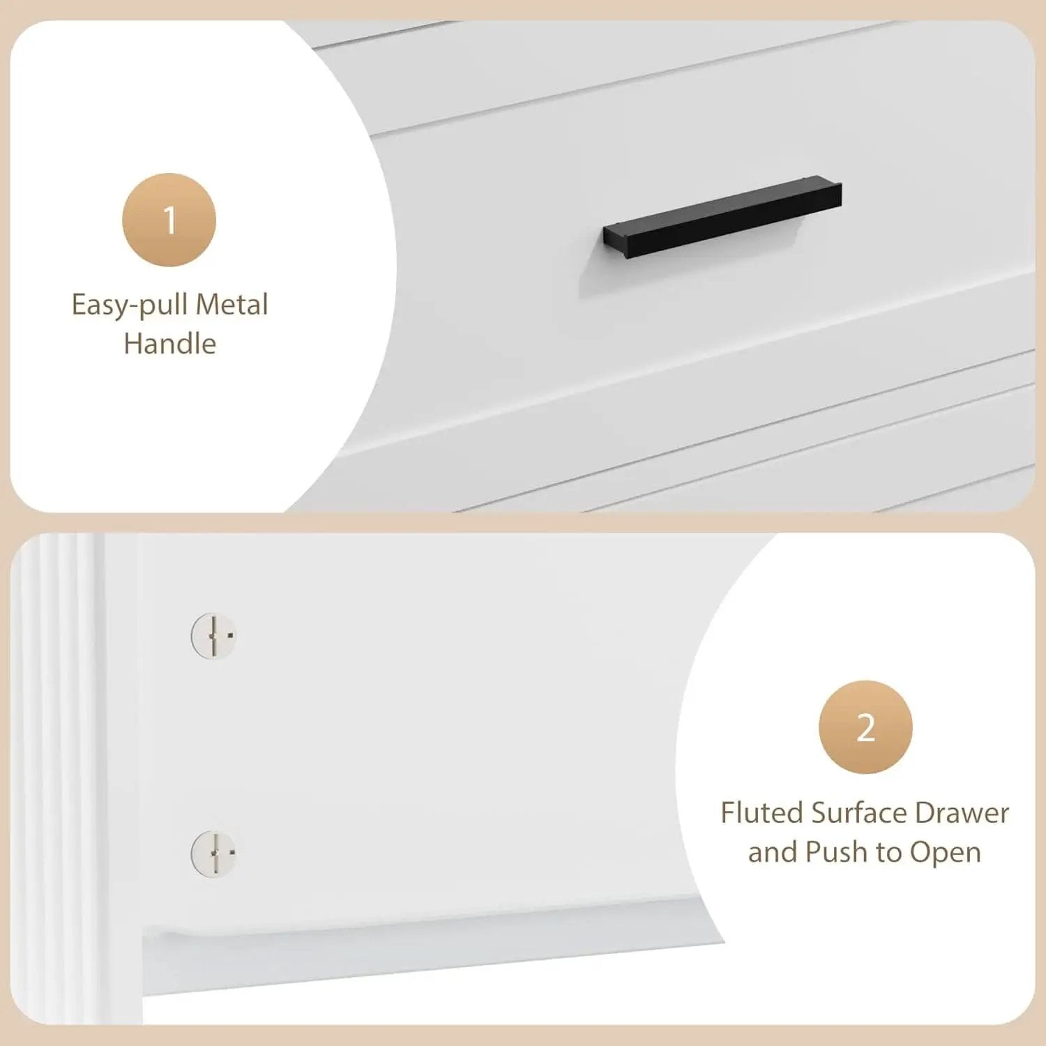 White 47Inch ContemporaryDresser With SevenDrawers from PriceLows™