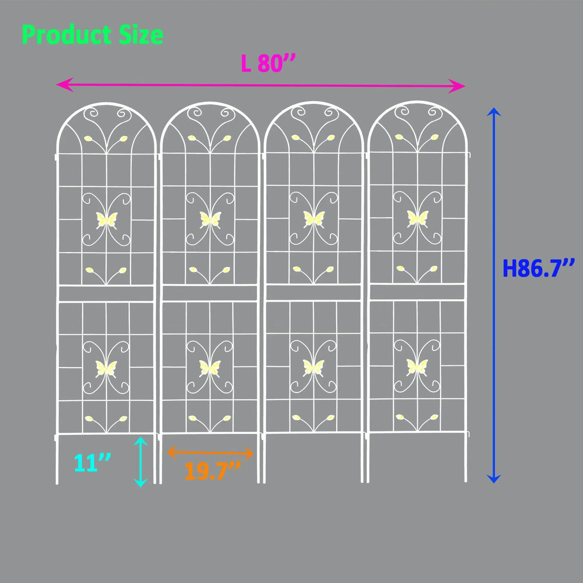 Garden Metal Trellis | Rustproof | Extendable 80 Inch Width | Galvanized Powder-Coated Pipe