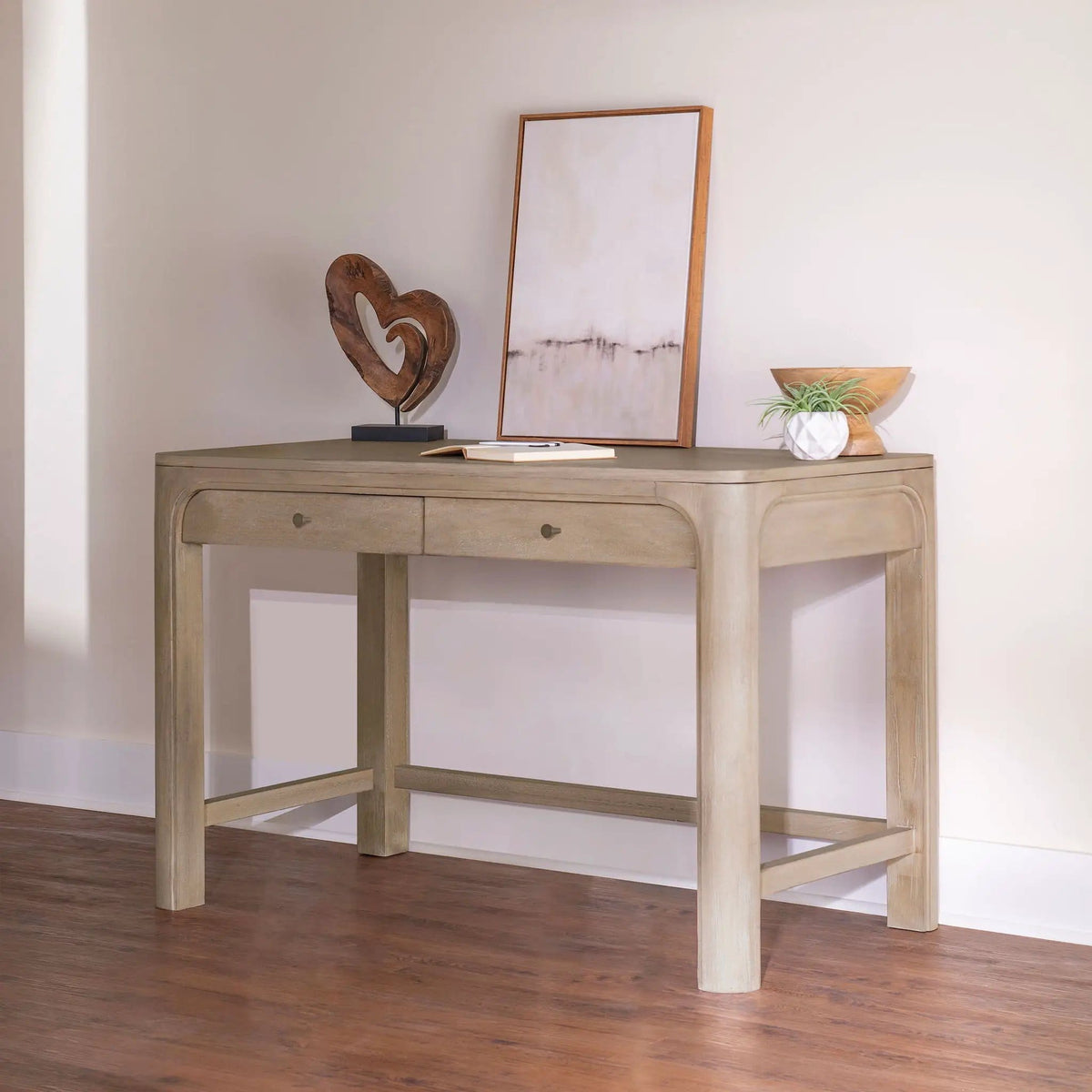 Solano 2-drawer Makeup Table Vanity Desk Weathered Mango | 48.25 x 26 x 31 in | Engineered Wood & Veneer | Home Office
