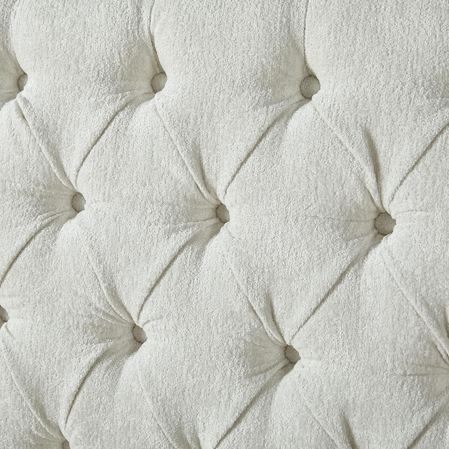 Queen Size Chenille Upholstered Sleigh Platform Bed with Button Tufted Headboard from PriceLows™