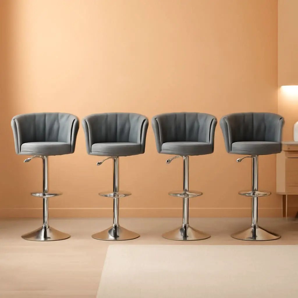 Modern Velvet Swivel Bar Stools Set of Four