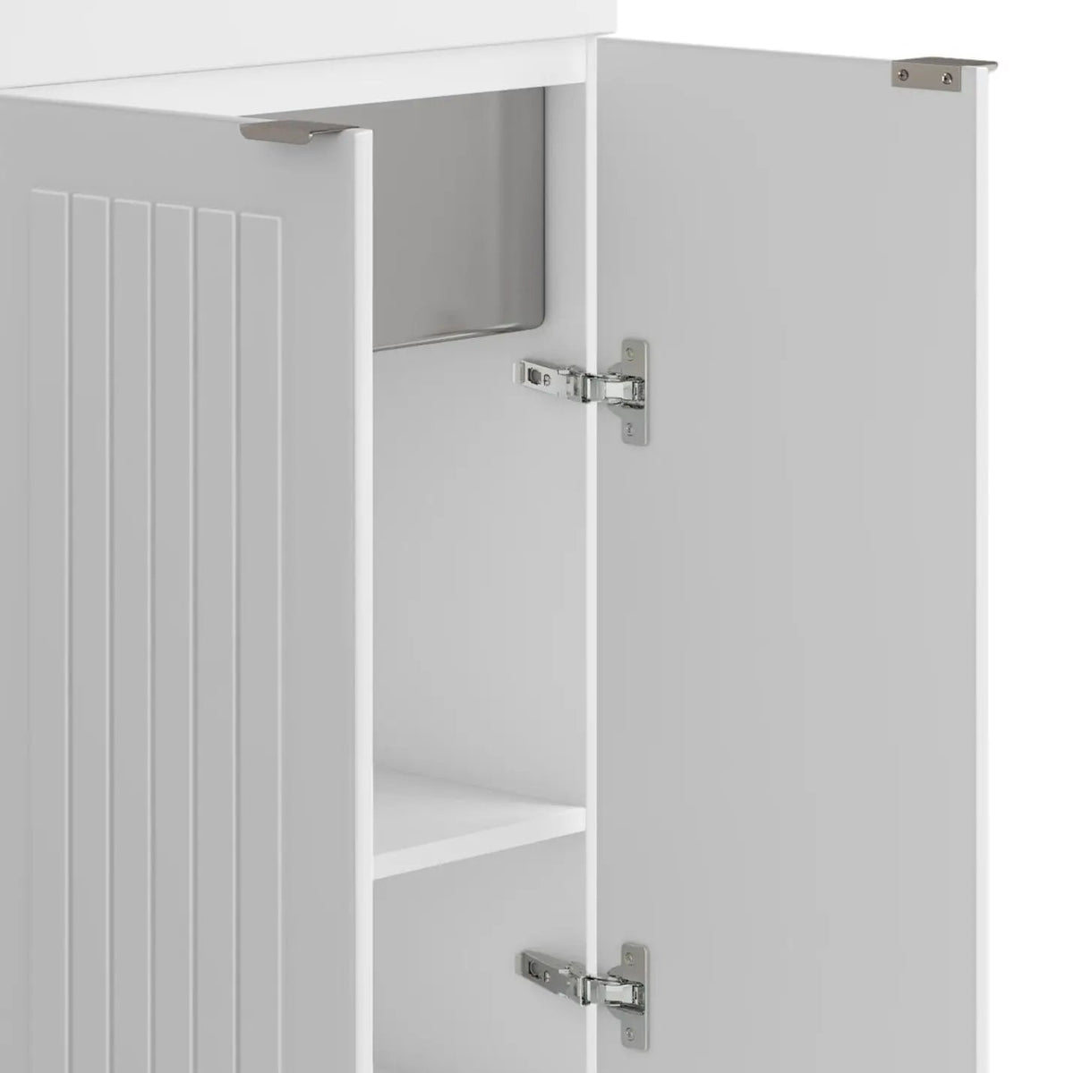 Murphy Laundry Cabinet | Faucet And Stainless Steel Sink | Two Doors | Brushed Nickel Hardware