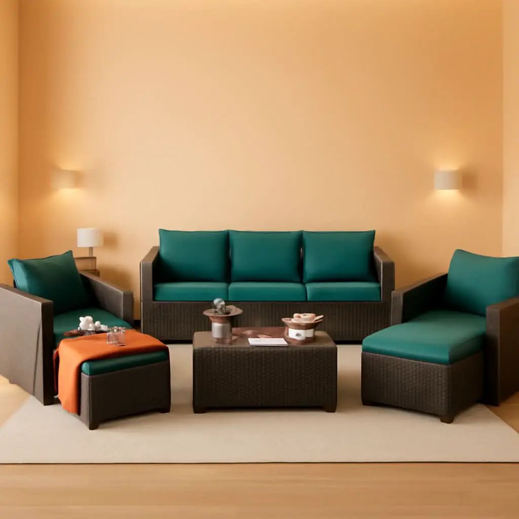 Patio Furniture Set 6 Pieces Peacock Blue Cushions Included from PriceLows™
