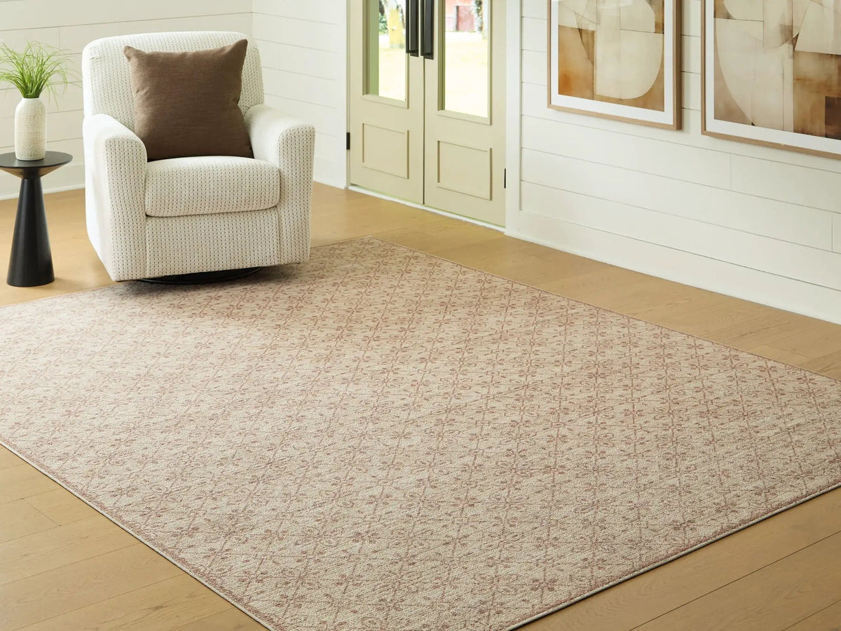 Lyamford Area Rug | 94 x 120 Inch | Timeless Diamond Design | Beige Gray And Brown