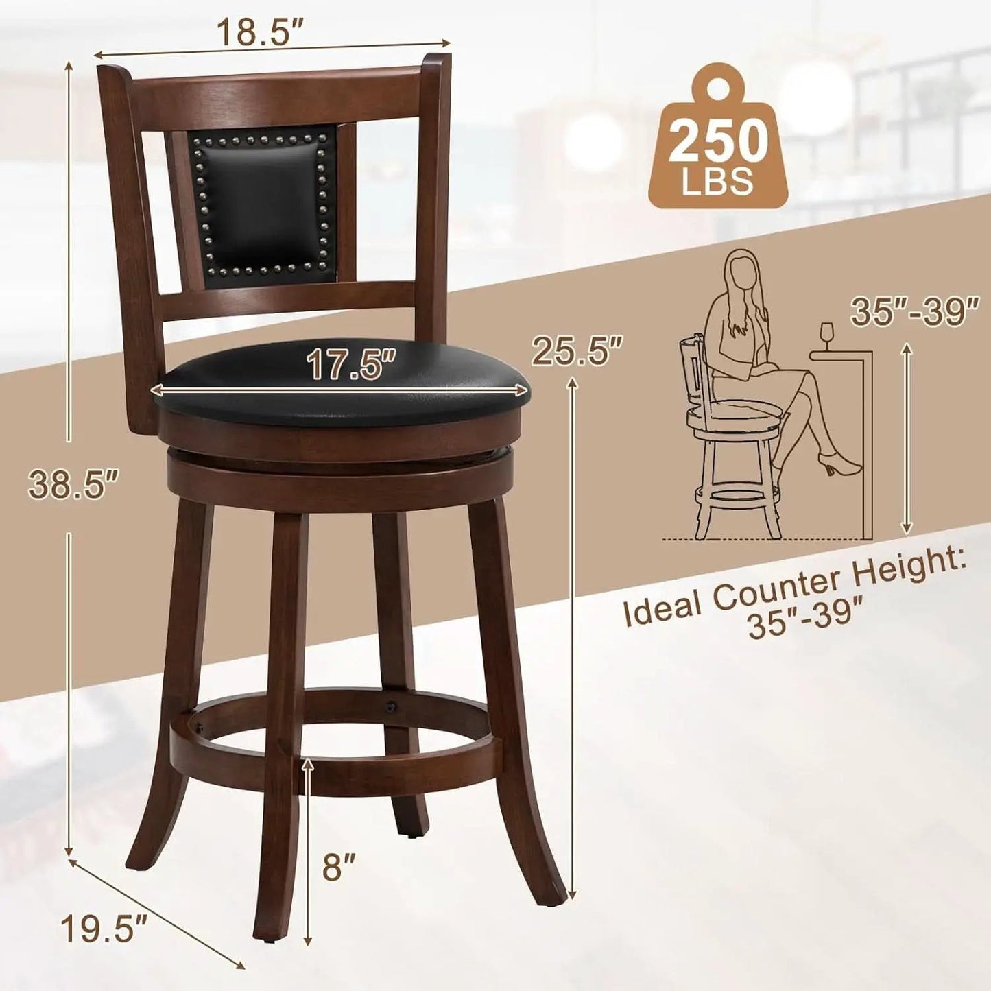 Ergonomic Swivel Bar Stools Set of Two from PriceLows™