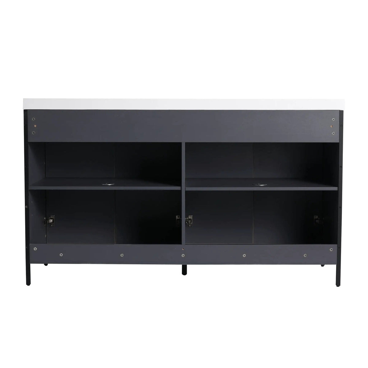 Contemporary Freestanding Bathroom Vanity With Adjustable Shelves | 5 Pieces | Stainless Steel & Metal | Bathroom