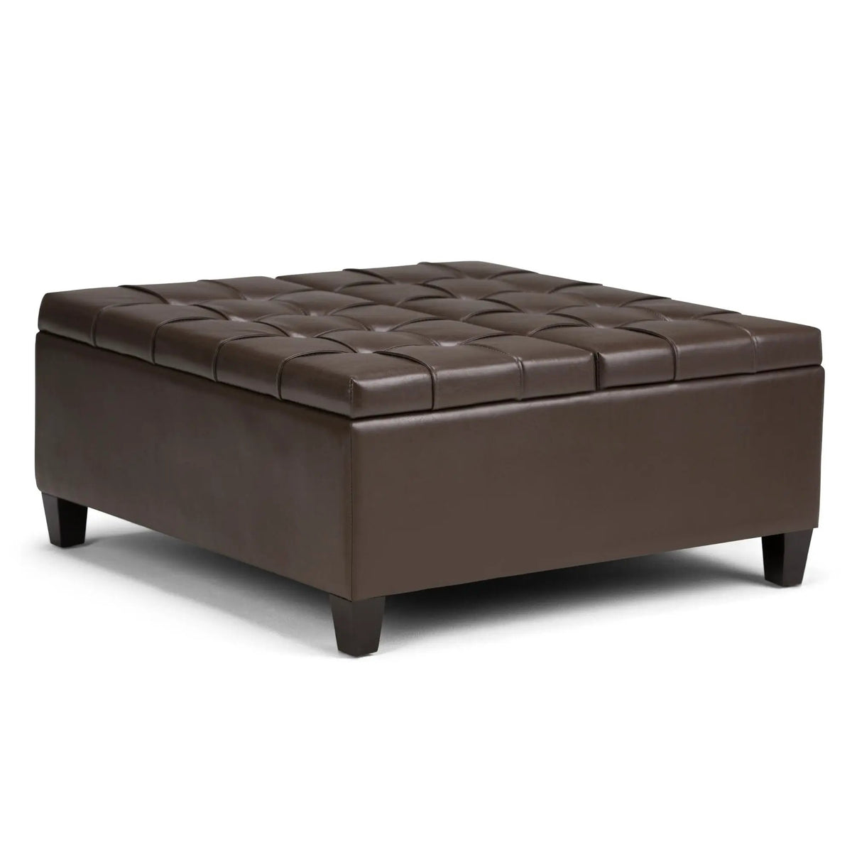 Coffee Table Storage Ottoman | Lift Top Hinge | Solid Wood Base | Large Square