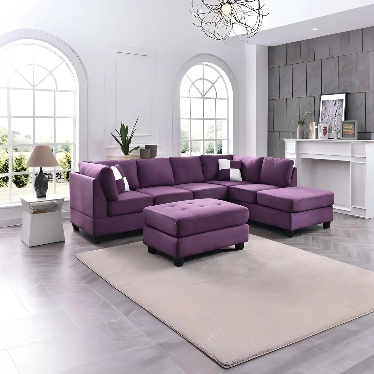 Malone Comfort Sectional | Pocketed Coil And Foam Seating | Removable Backs | 111 Inch Length