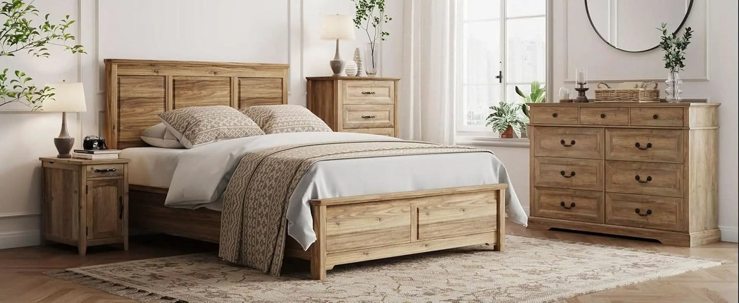 Nine Drawer Dresser Handcrafted Rustic Oakwood Finish from PriceLows™