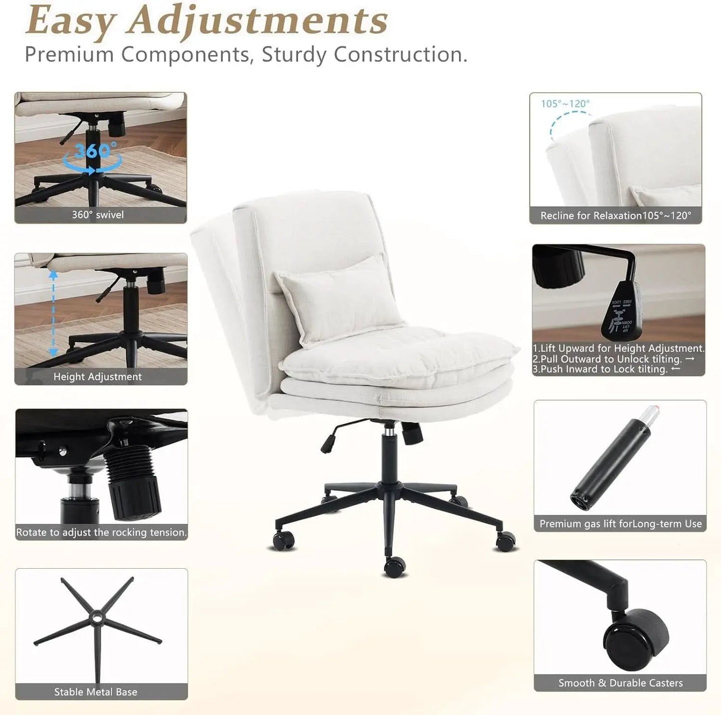 Cloud Criss Cross Office Chair Beige Fabric 18in High Back from PriceLows™