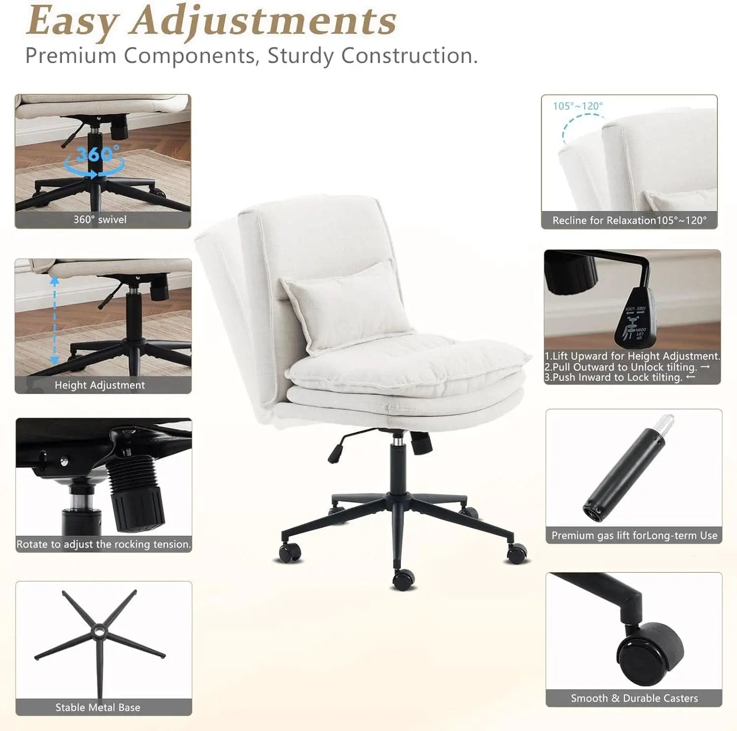 Cloud Criss Cross Office Chair Beige Fabric 18in High Back from PriceLows™
