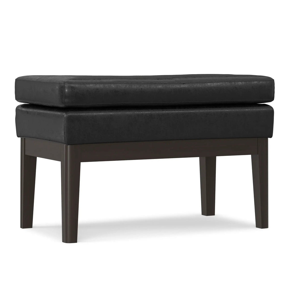 Carlson Ottoman Bench | Mid-Century Design | Top Stitching Detail | Webbed Seat Support