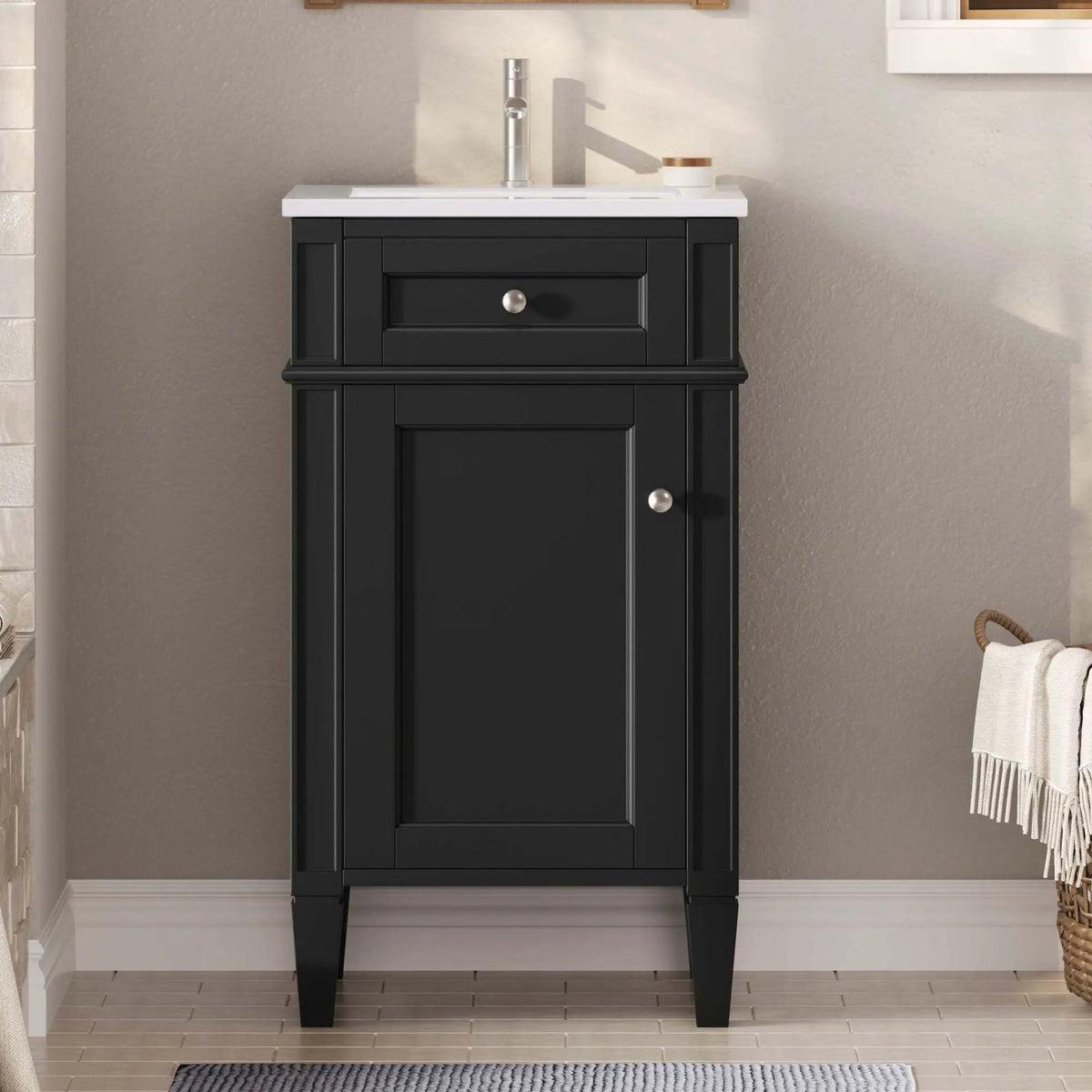 French Style Bathroom Vanity | Rectangular Design | Soft-Closing Door | Adjustable Shelf