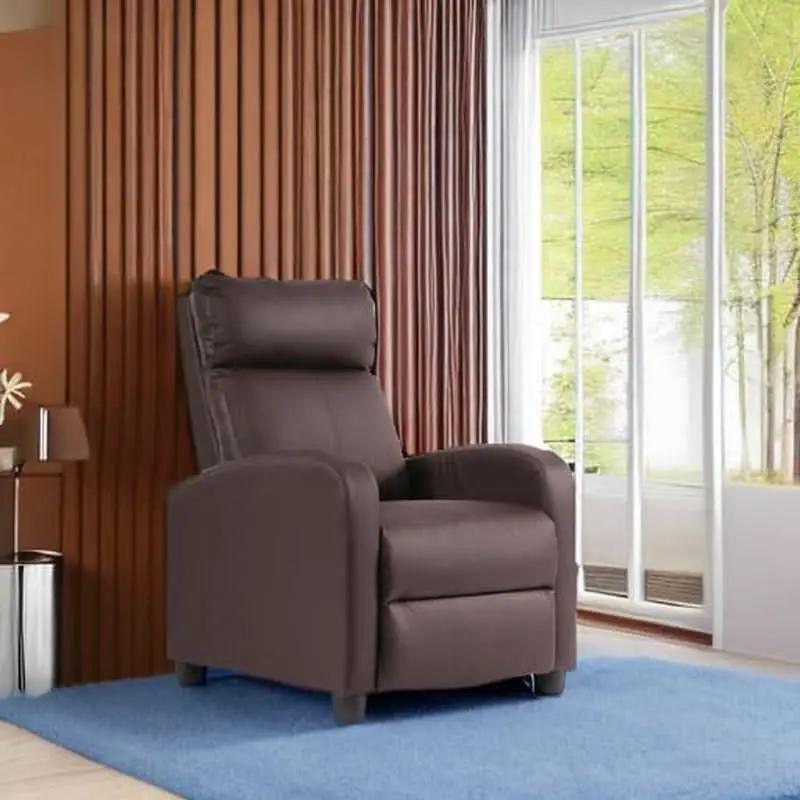 Recliner Chair Brown Adjustable Living Room Armchair from PriceLows™