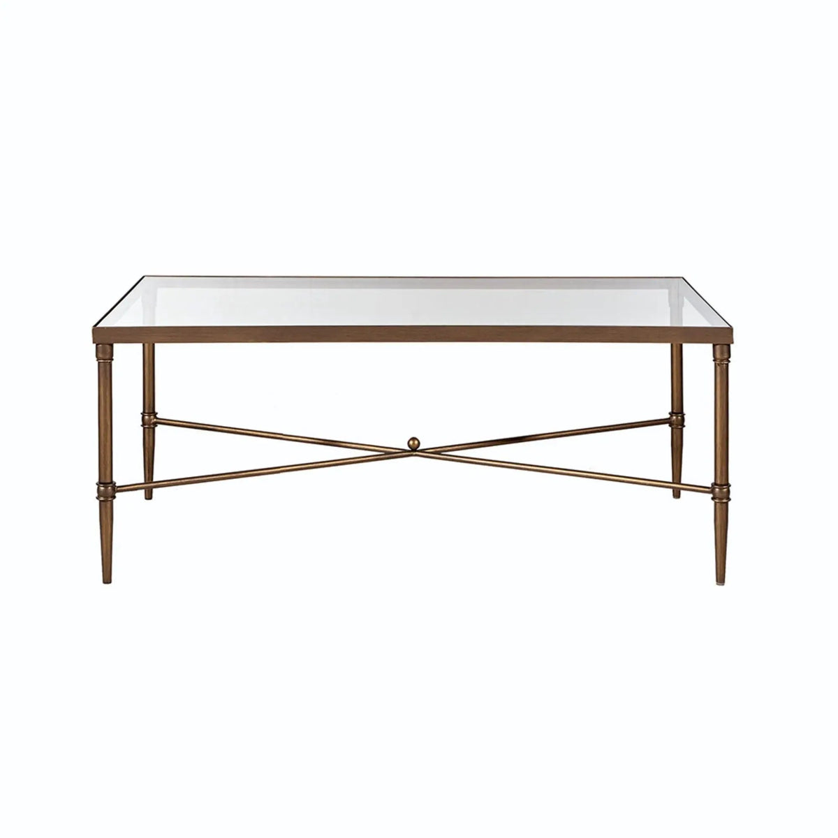 Metal Rectangle Coffee Table | Bronze Frame | 5mm Tempered Glass Top | Modern Style