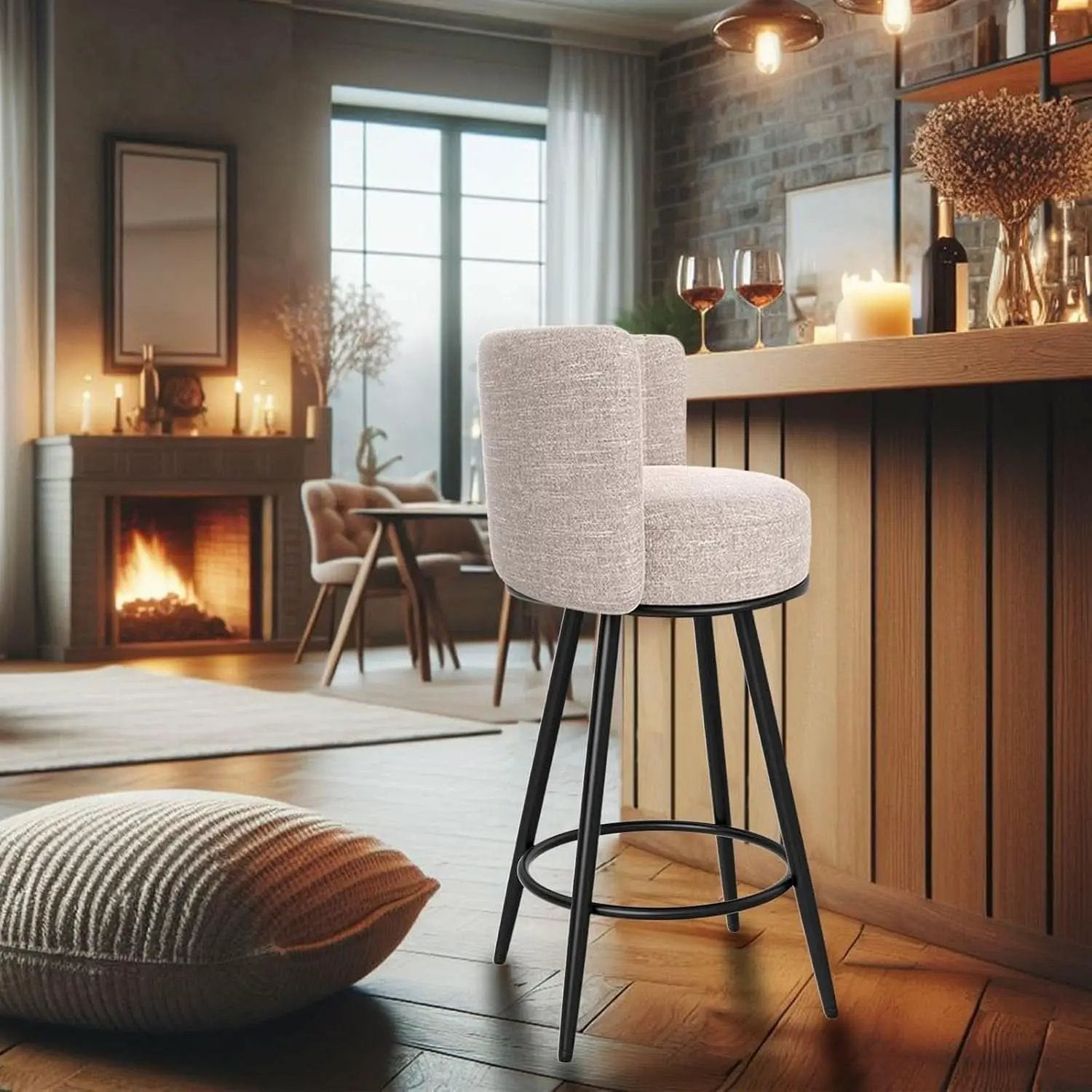Stylish Swivel Bar Stools Set of Two Beige from PriceLows™