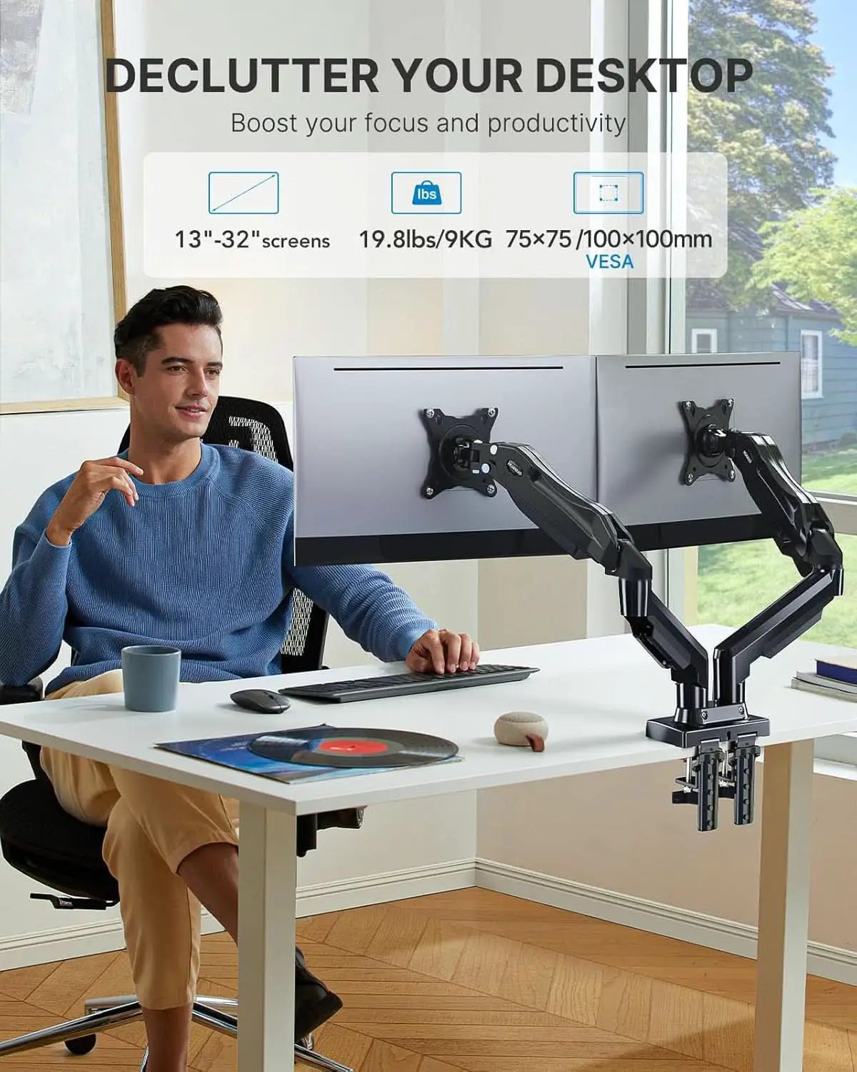 Dual Monitor Stand With 13 To 32 Inch VESA Desk Mount from PriceLows™