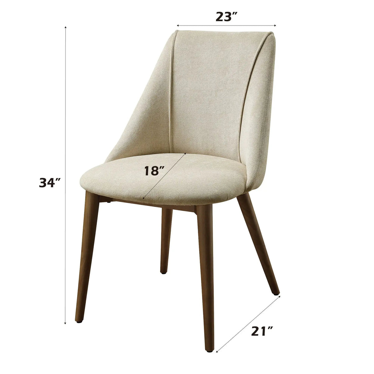 Willene Microfiber Side Chairs | Set Of 2 | Beige | Walnut Finish