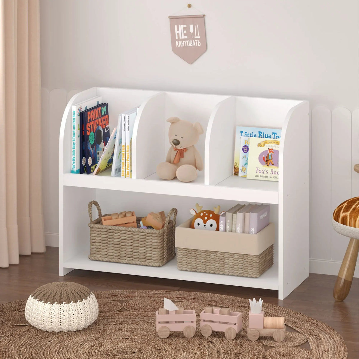 Bookcase | 4 Compartments | Wall Anchor Kit | White