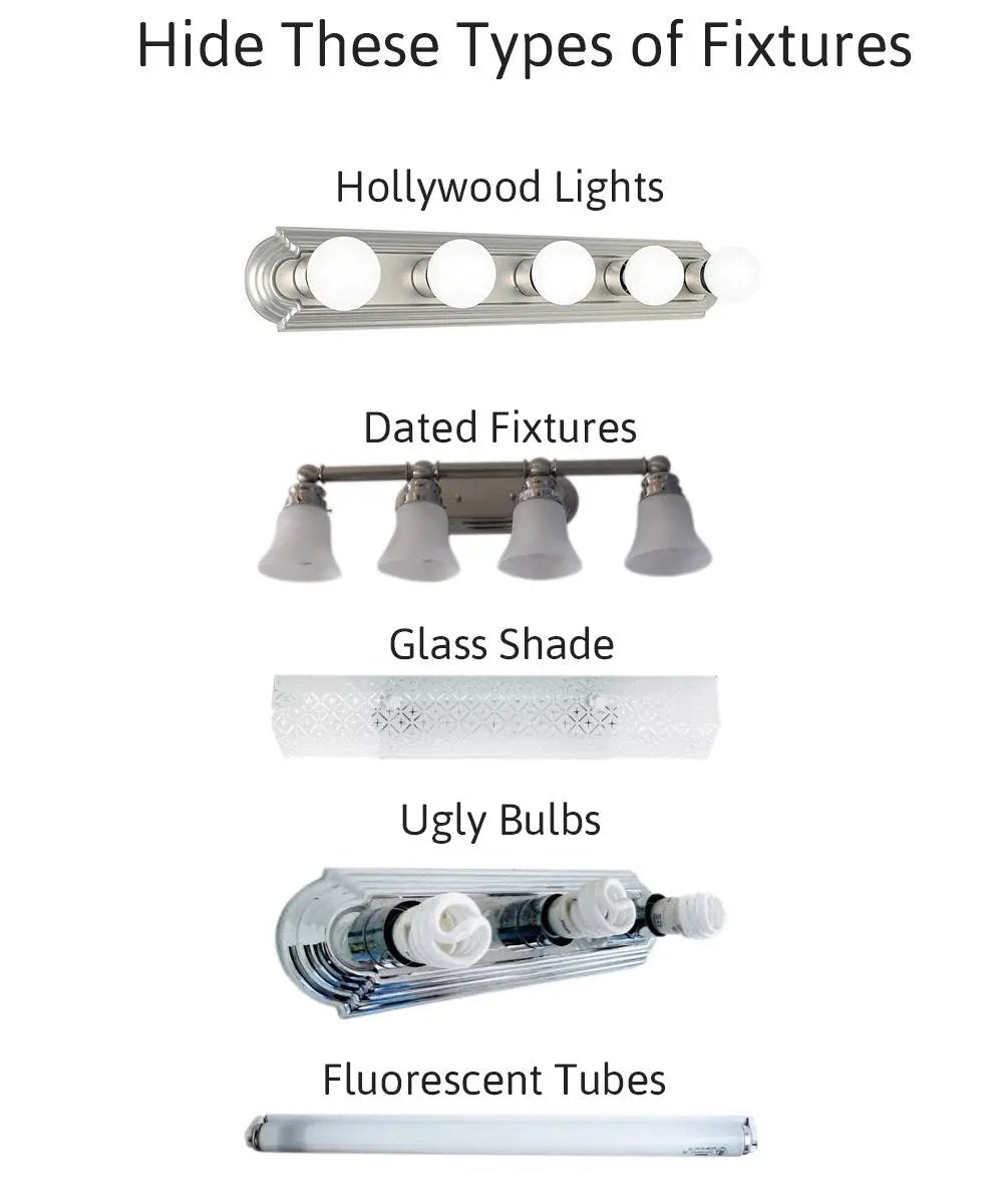 Moderne Vanity Light Cover | 32 Inch | White | Textured Fabric | Hollywood