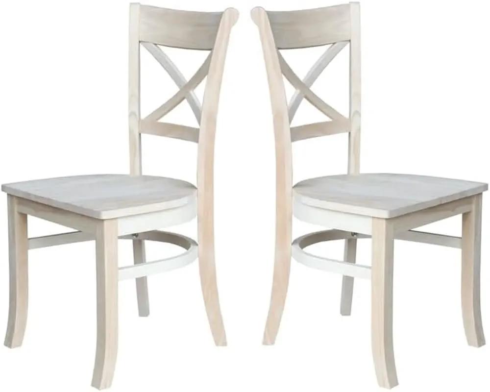 Set Of 2 35.8 In Parawood X Back Dining Chairs Unfinished from PriceLows™