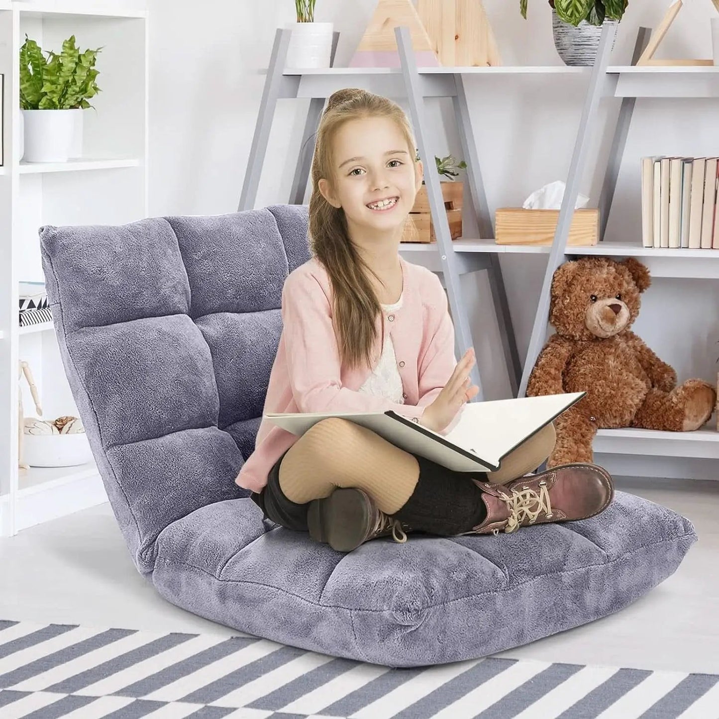 Grey Floor Chair With Back Support 14 Position Adjustable from PriceLows™