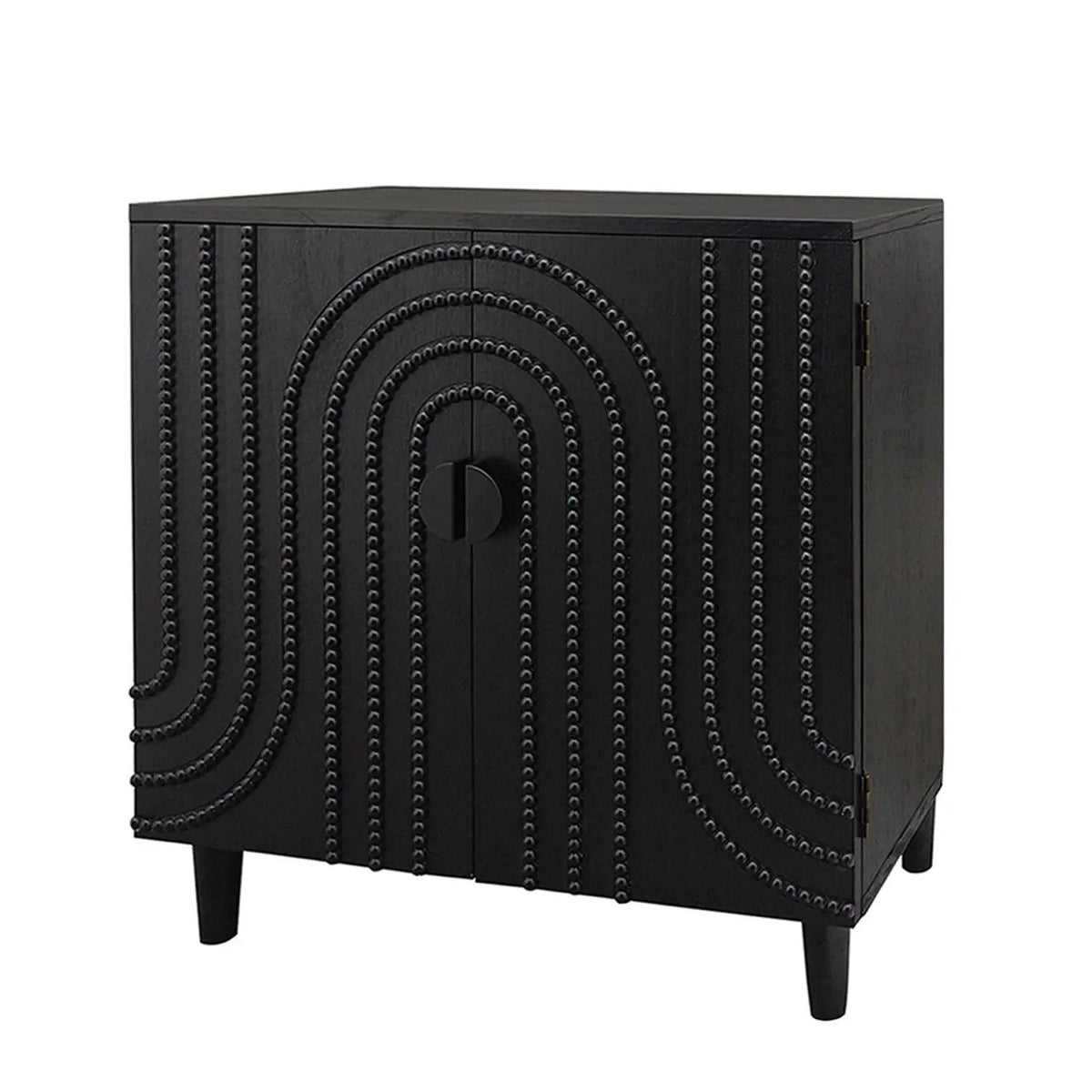 Two Door Storage Cabinet | Adjustable Shelf | Rainbow Wood Bead | Matte Black