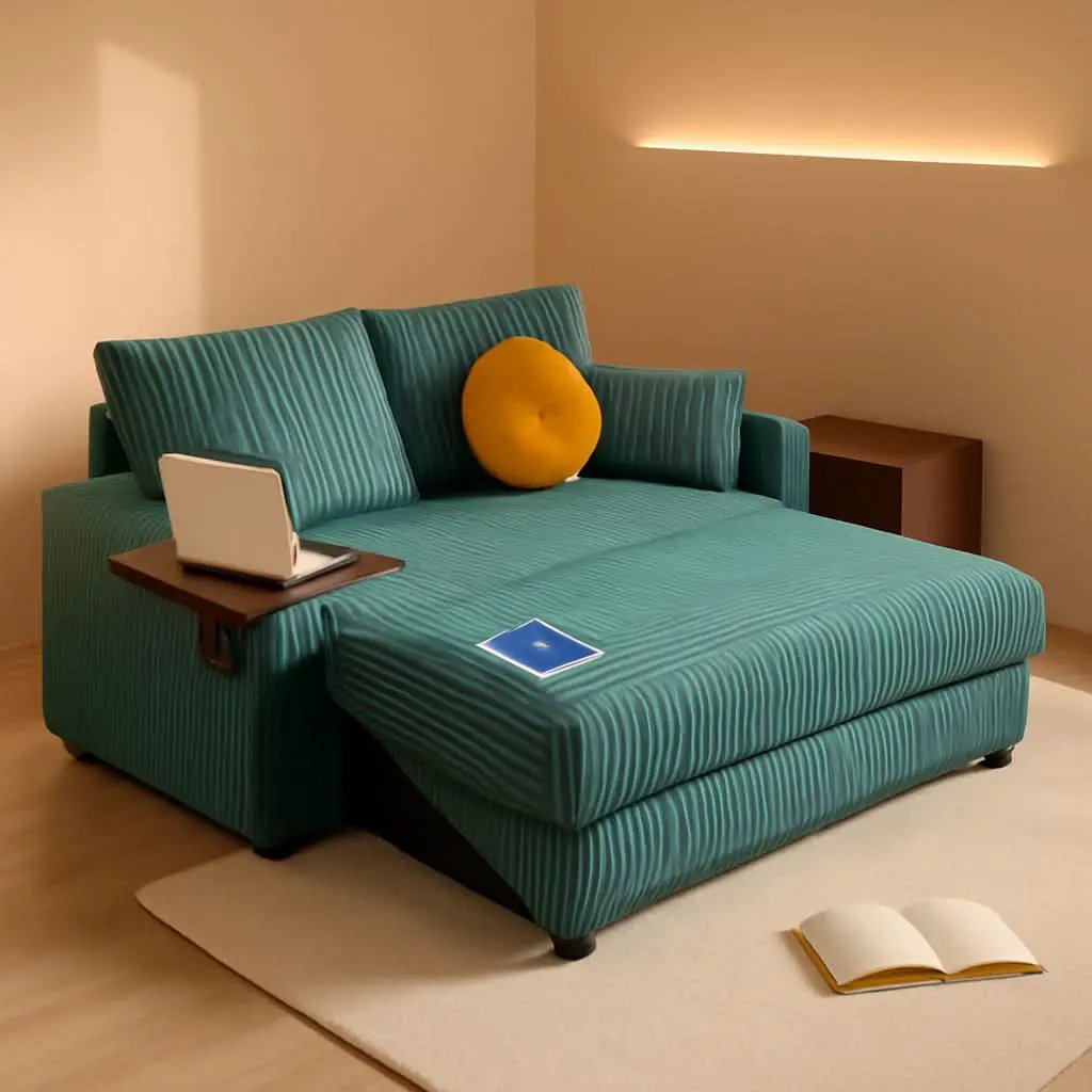 65Inch Sleeper Sofa Bed CorduroyFabric Emerald Green from PriceLows™