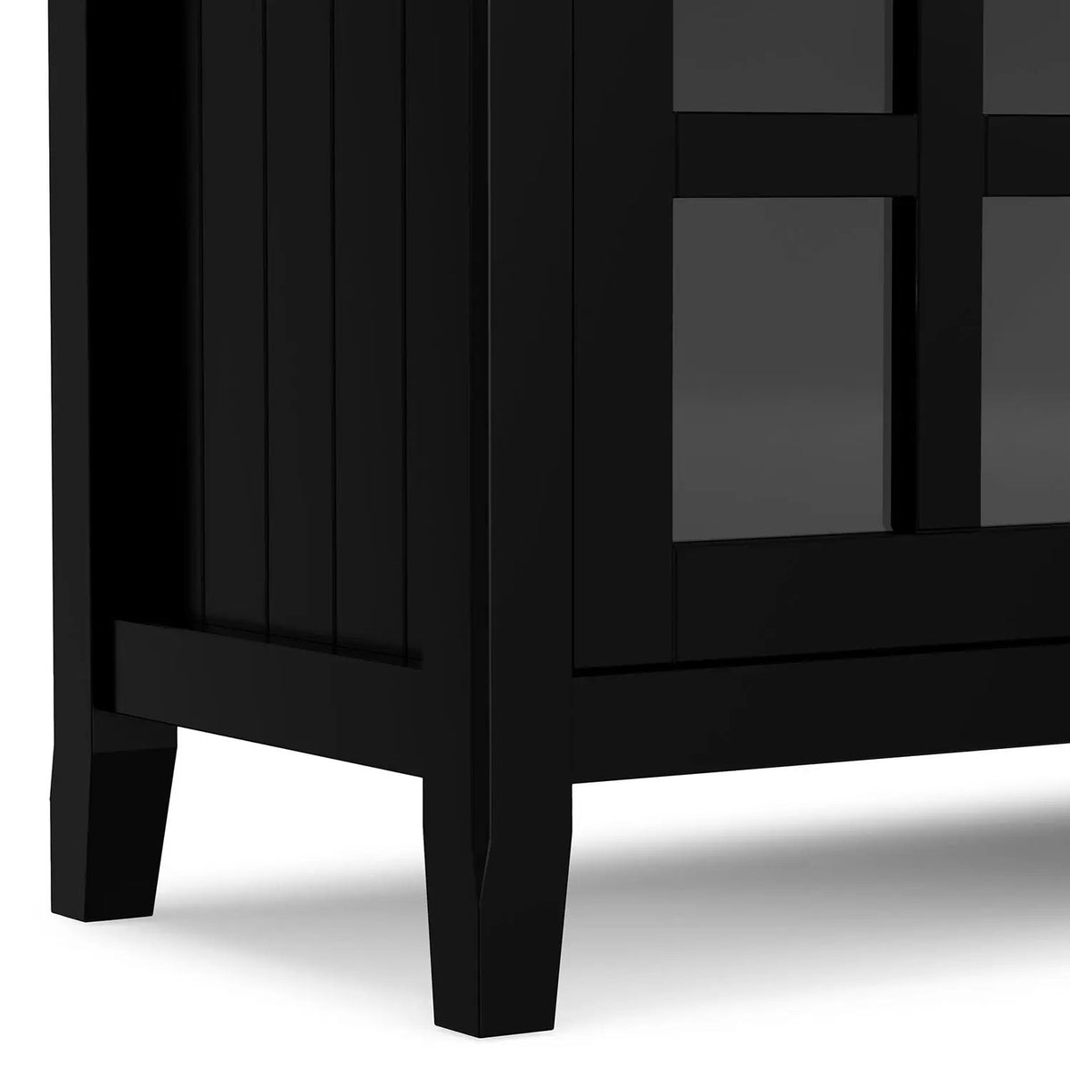 Acadian TV Media Stand | Handcrafted Solid Wood | 2 Bottom Drawers | Tempered Glass Side Cabinets