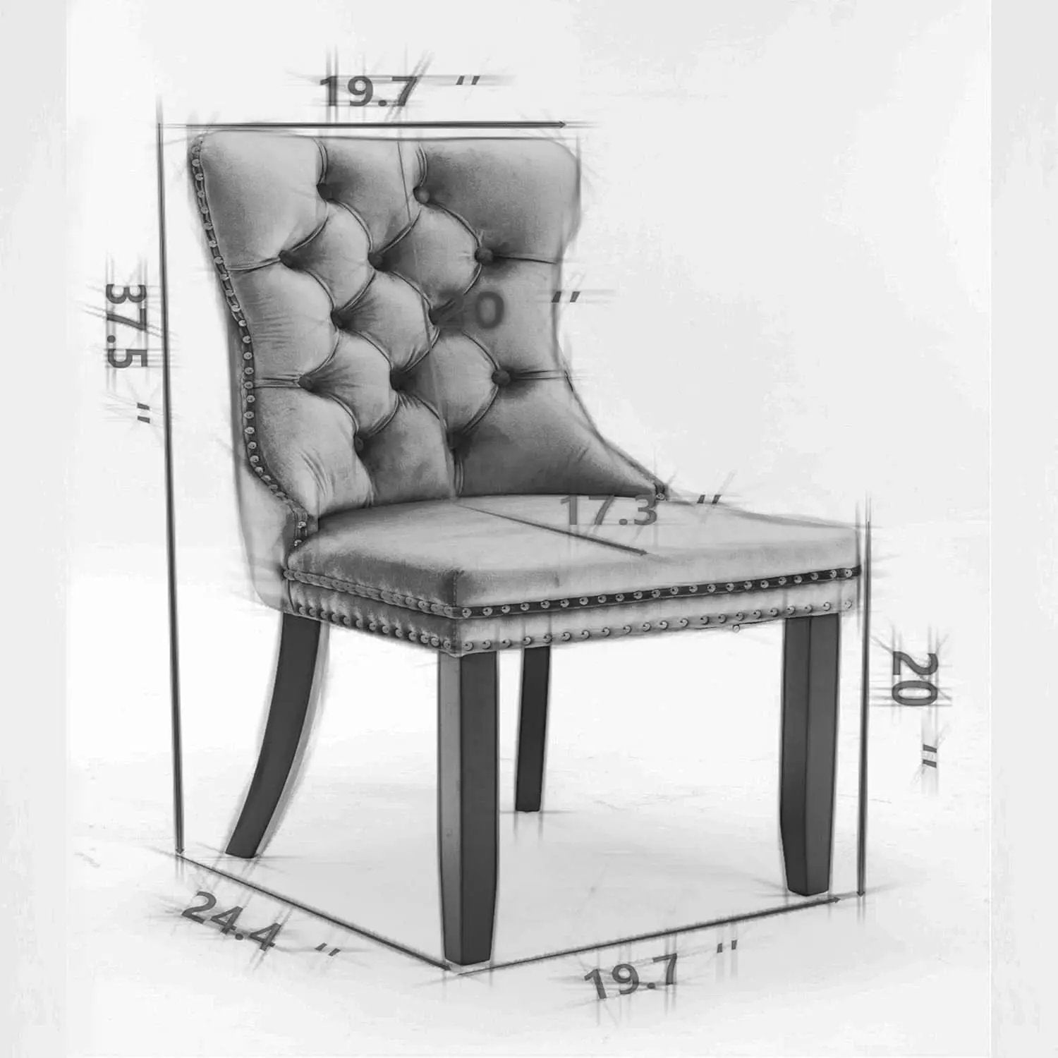 Tufted Velvet Dining Chairs Set of 4 Blue With Nailhead Back from PriceLows™